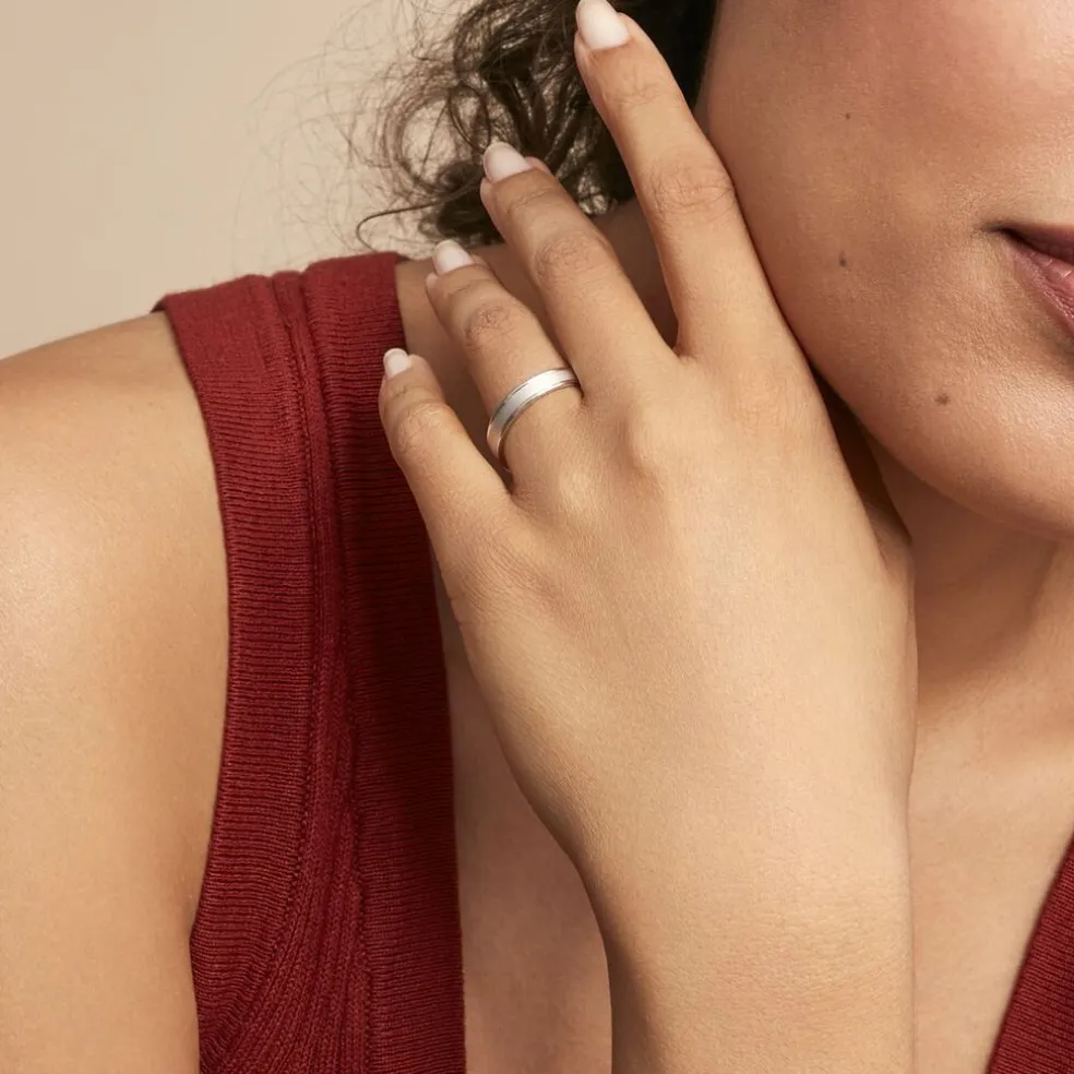 Alliance Aelyne Ruban Plat Argent Blanc