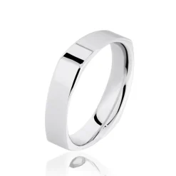 Alliance Carree Polie Or Blanc