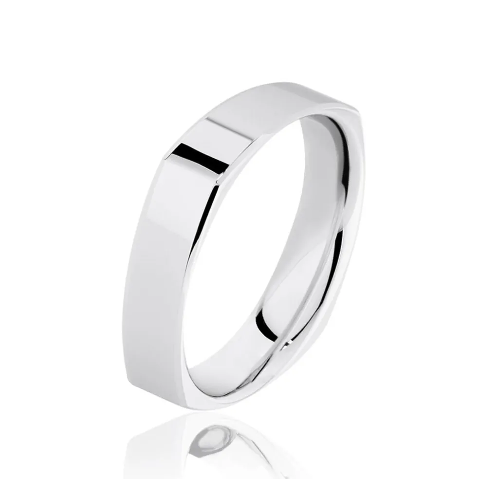 Alliance Carree Polie Or Blanc