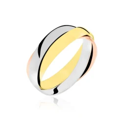 Alliance Entrelacee Ruban Plat Or Tricolore