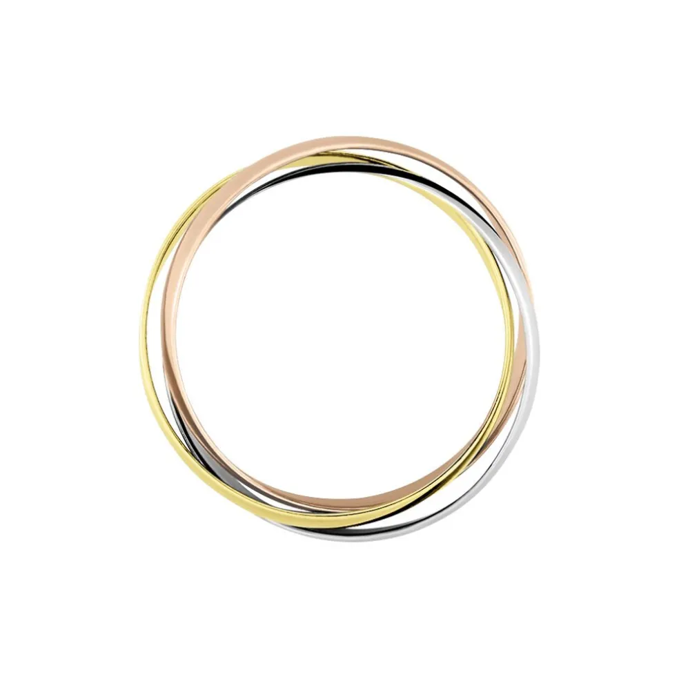 Alliance Entrelacee Ruban Plat Or Tricolore