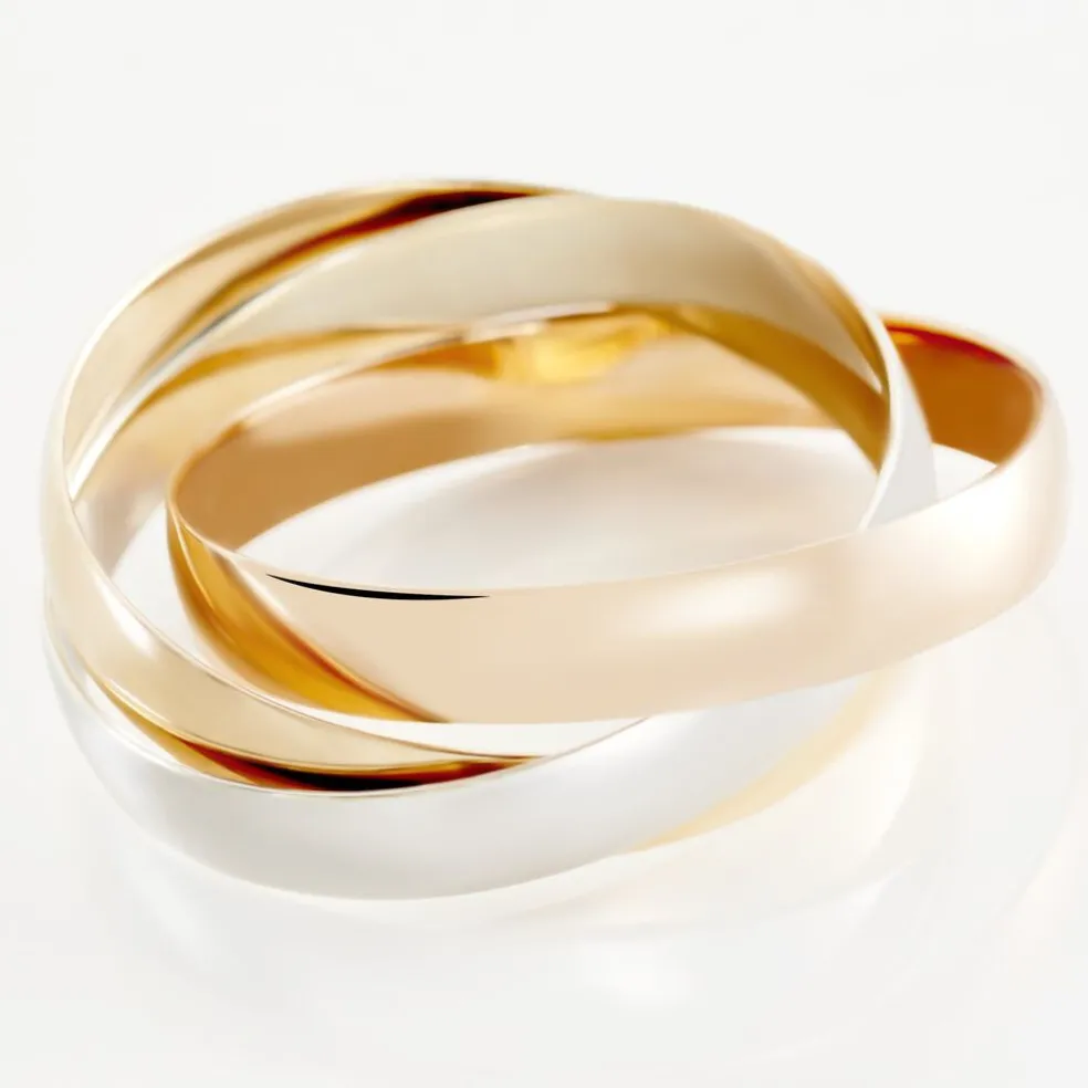 Alliance Entrelacee Ruban Plat Or Tricolore