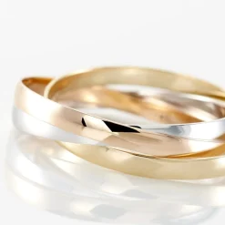 Alliance Entrelacee Ruban Plat Or Tricolore