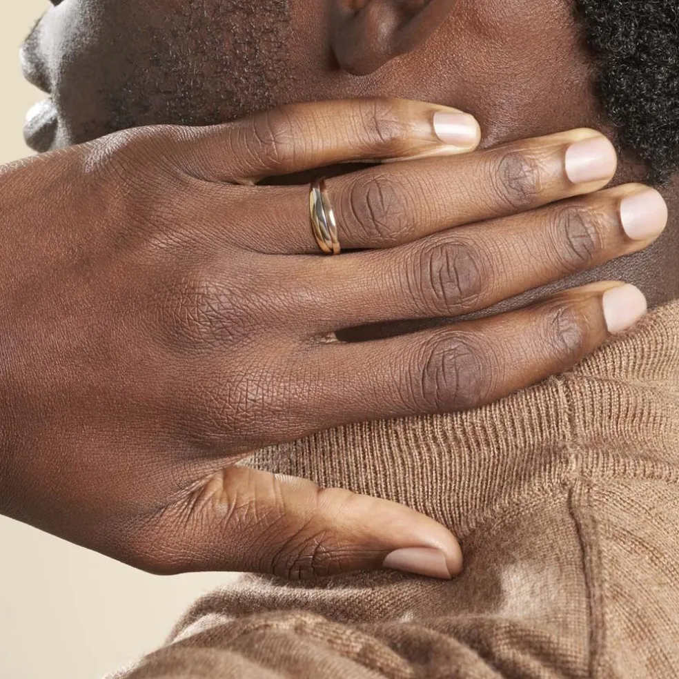 Alliance Entrelacee Ruban Plat Or Tricolore