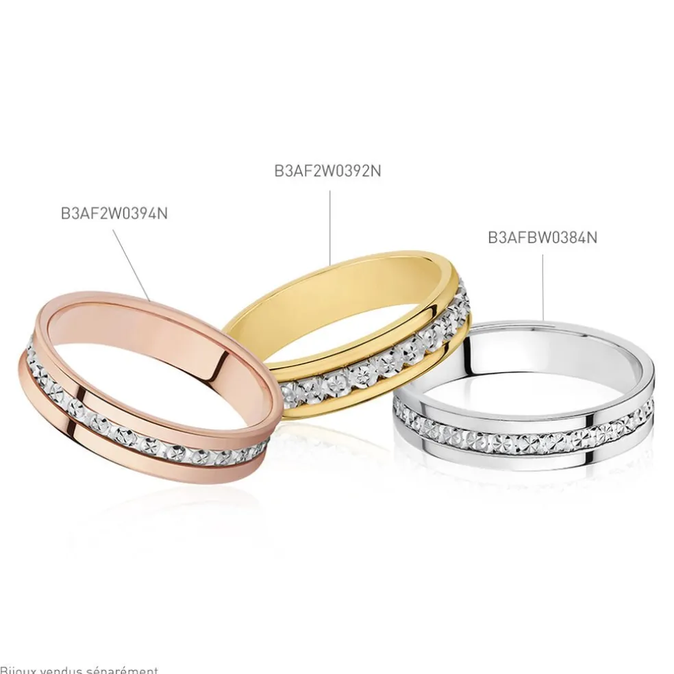 Alliance Fantaisie Diamantee Ruban Plat Or Bicolore