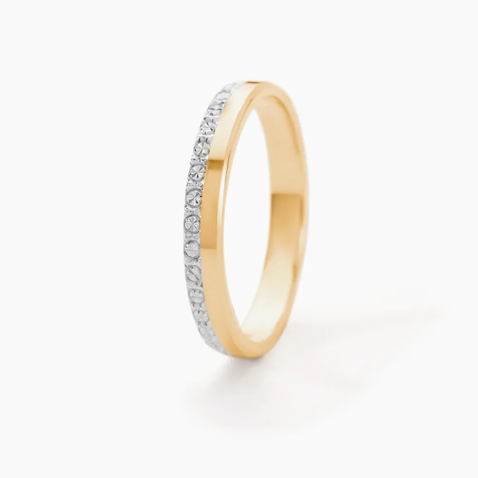 Alliance Fantaisie Diamantee Ruban Plat Or Bicolore