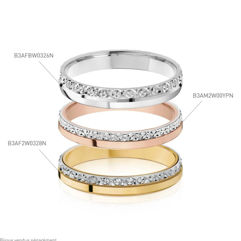 Alliance Fantaisie Diamantee Ruban Plat Or Bicolore