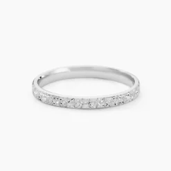 Alliance Fantaisie Diamantee Ruban Plat Or Blanc