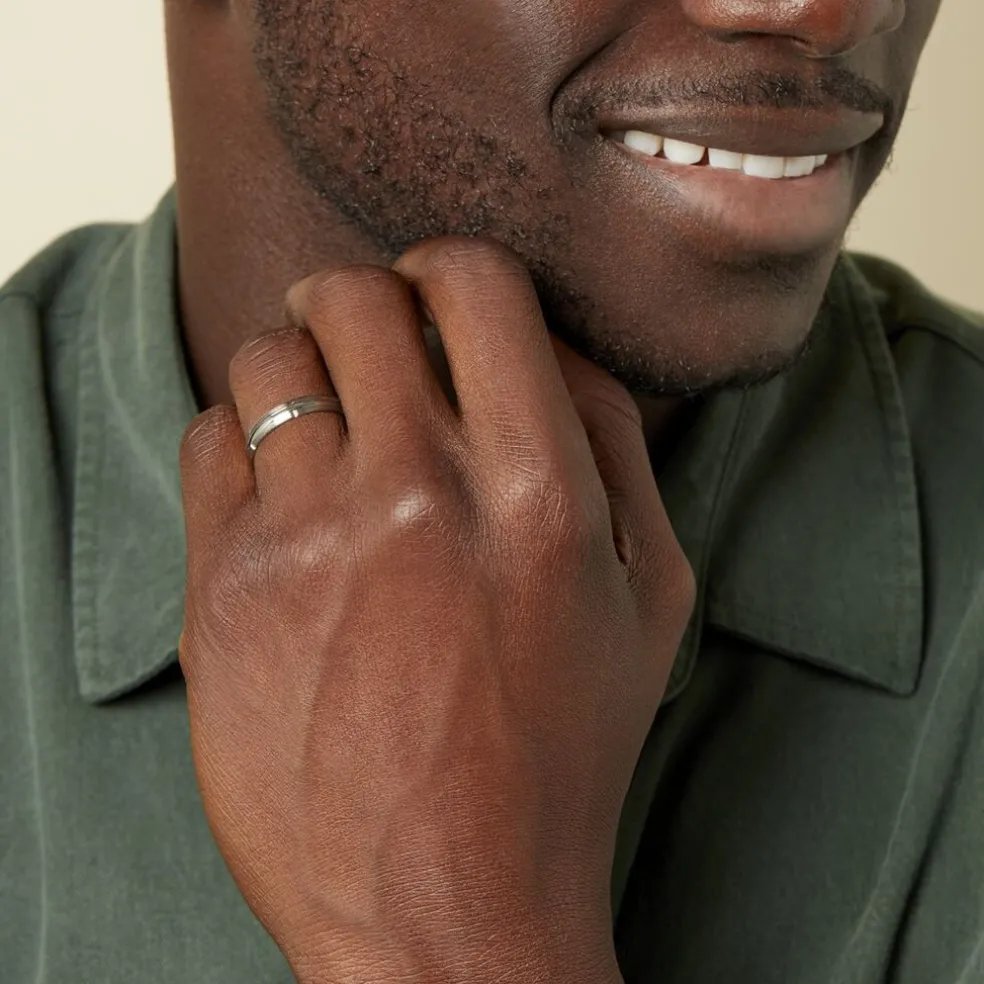 Alliance Fantaisie Mat Et Brillant Ruban Plat Palladium Blanc