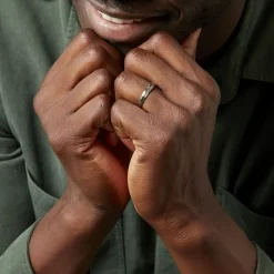 Alliance Fantaisie Mat Et Brillant Ruban Plat Palladium Blanc