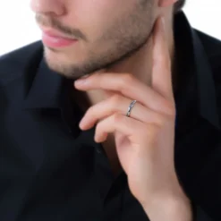 Alliance Hercule Striee Demi Jonc Classique Or Blanc