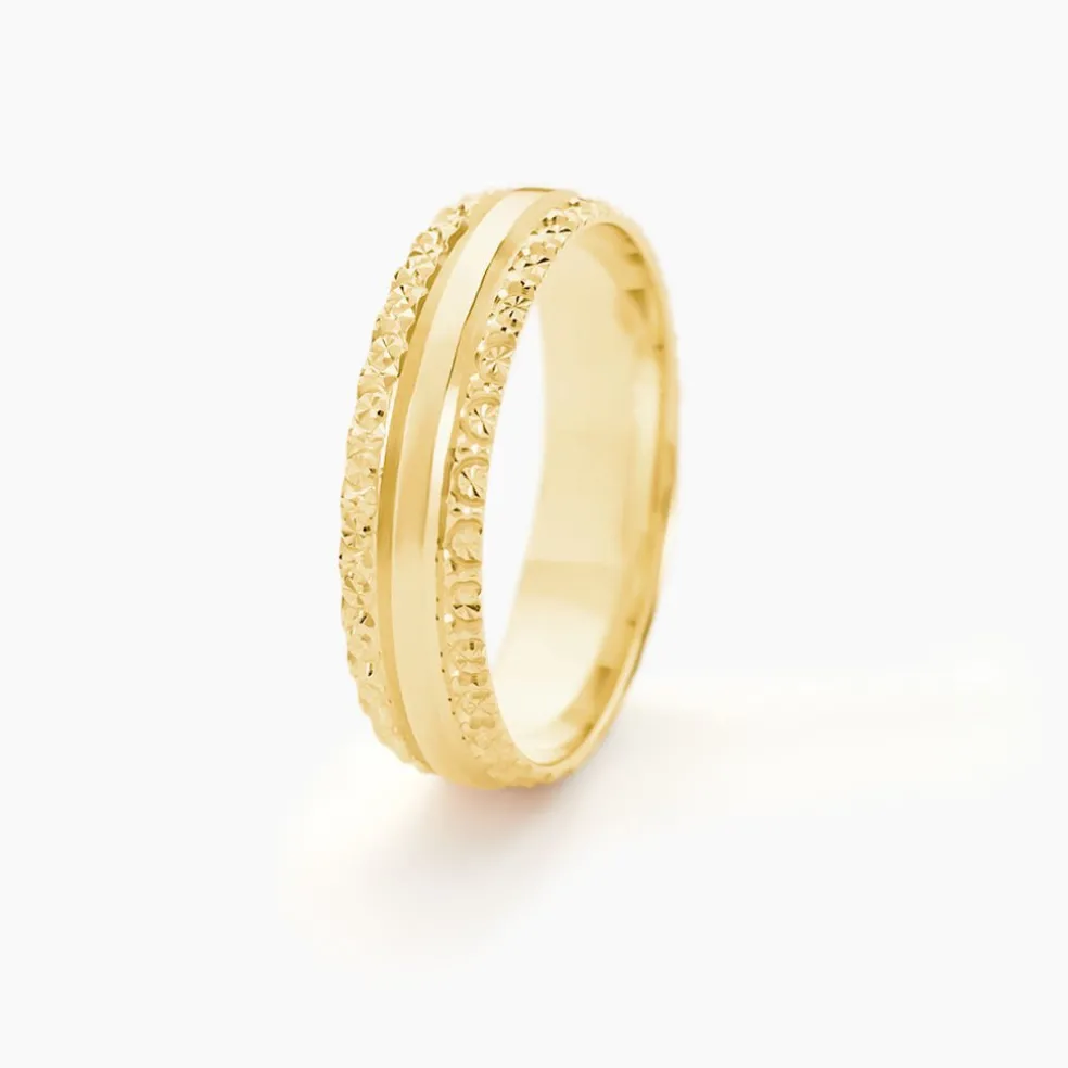 Alliance June 2 Rangs Diamantee Ruban Plat Or Jaune