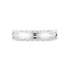 Alliance June 2 Rangs Diamantee Ruban Plat Or Blanc