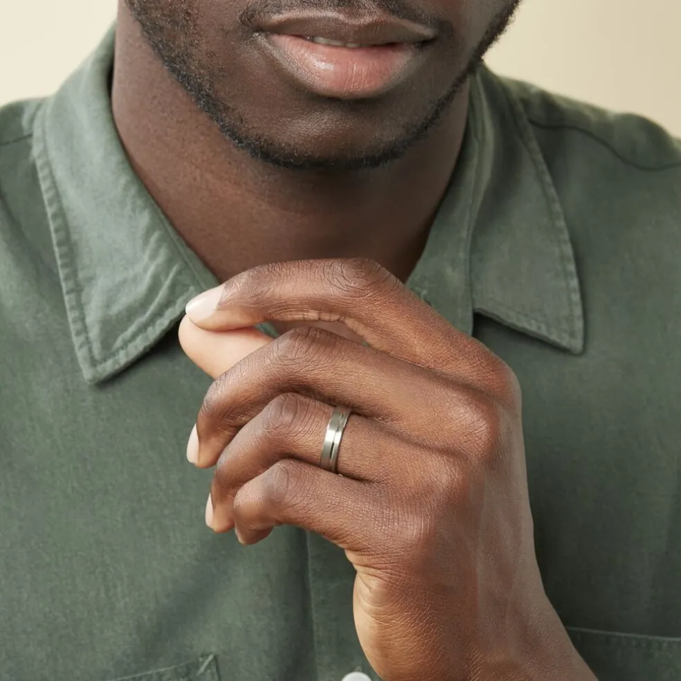 Alliance Mat Et Brillant Liseret Ruban Plat Palladium Blanc