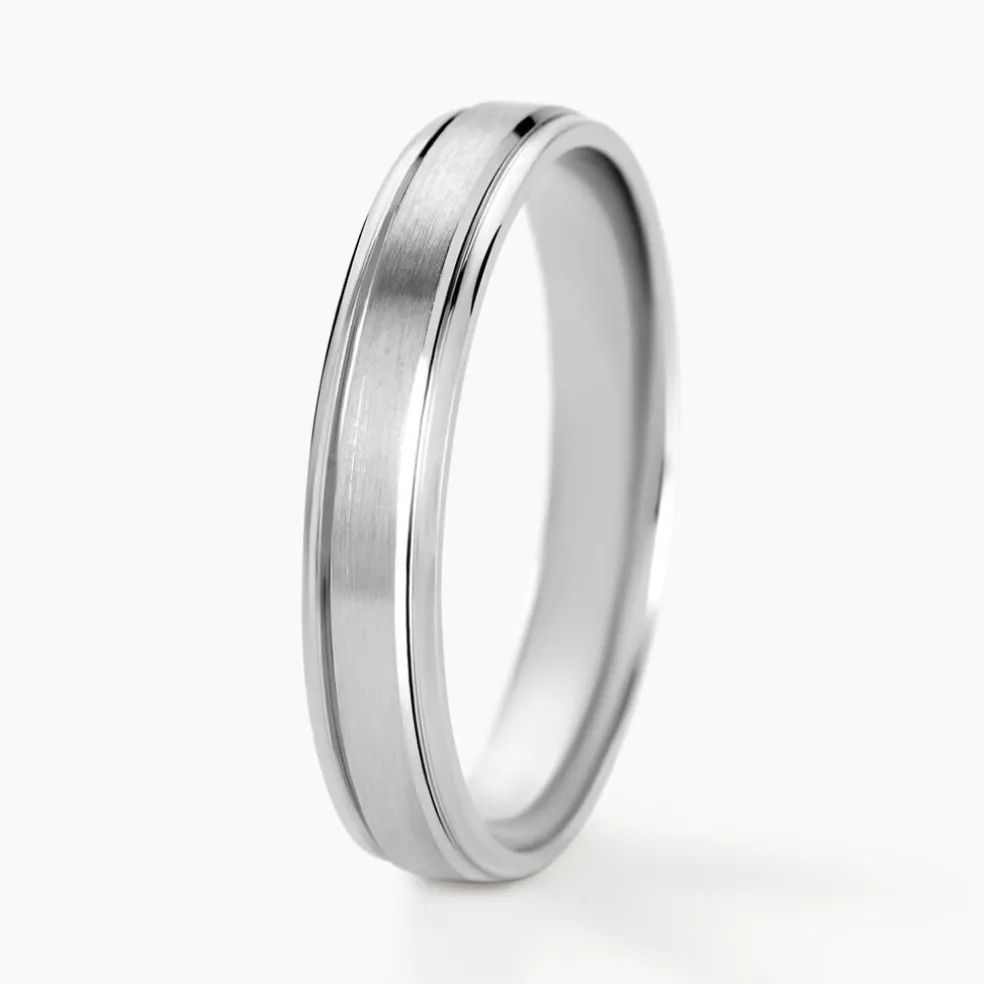 Alliance Mat Et Brillant Ruban Plat Palladium Blanc