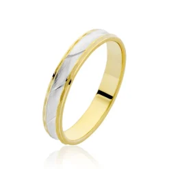Alliance Mat Striee Ruban Plat Or Bicolore