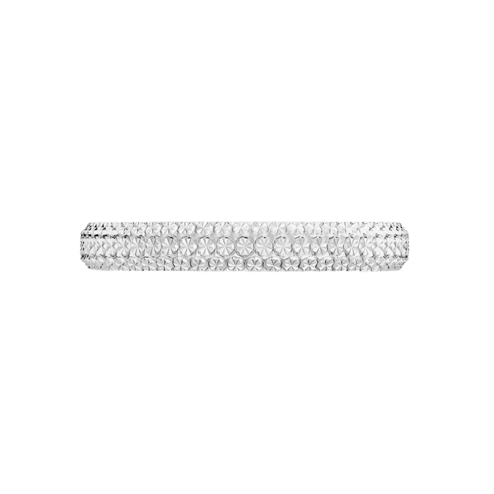 Alliance Multi Facettes Diamantee Ruban Plat Or Blanc
