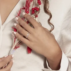 Alliance Perlee Ruban Plat Or Blanc