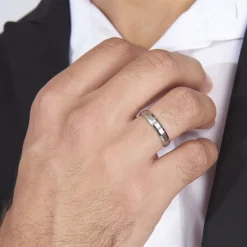 Alliance Ruban Mat Et Billant Biseautee Palladium Blanc