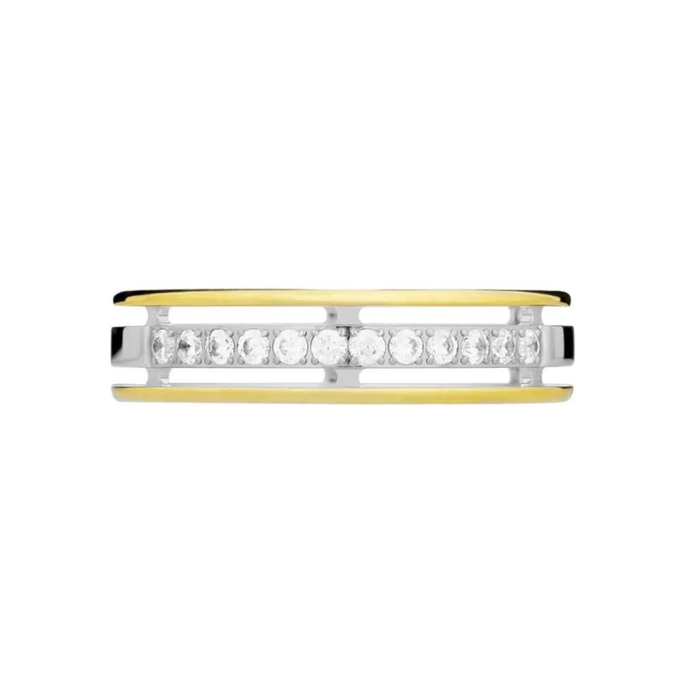 Alliance Serti Grains Ajoures Or Bicolore Diamant