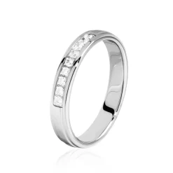 Alliance Serti Pave Or Blanc Diamant