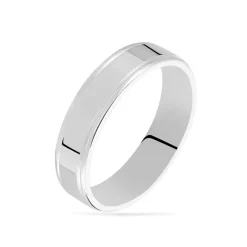 Alliance Trephine Ruban Plat Argent Blanc
