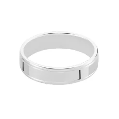 Alliance Trephine Ruban Plat Argent Blanc
