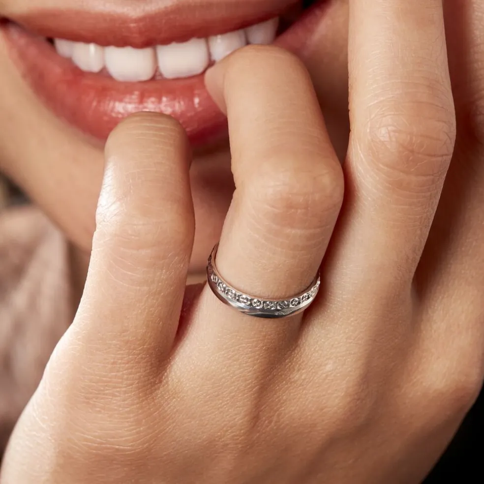 Alliance Veira Ruban Bombé Or Blanc