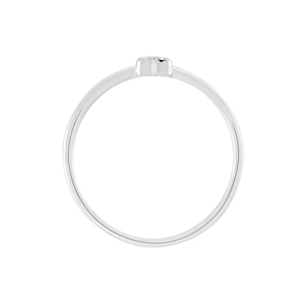 Bague Accumulation Coeur Argent Blanc Oxyde De Zirconium