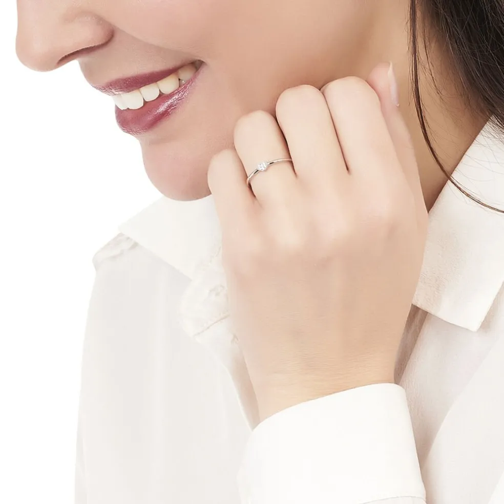 Bague Accumulation Coeur Argent Blanc Oxyde De Zirconium