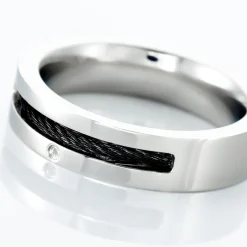 Bague Acier Blanc Stelios Diamant