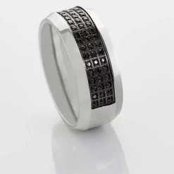 Bague Acier Blanc Tdeg Oxydes De Zirconium