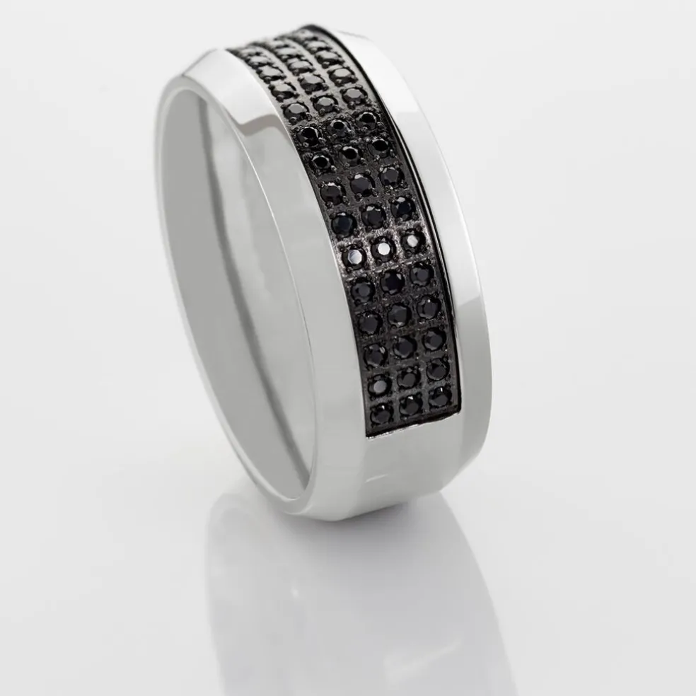 Bague Acier Blanc Tdeg Oxydes De Zirconium