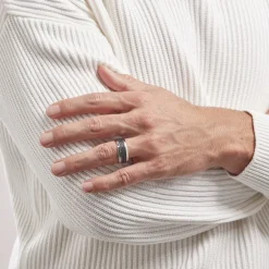 Bague Acier Blanc Tdeg Oxydes De Zirconium