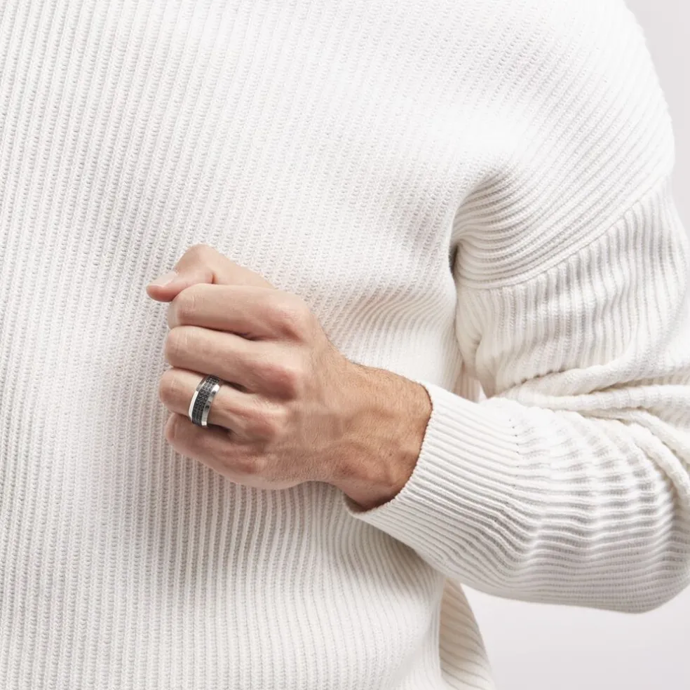 Bague Acier Blanc Tdeg Oxydes De Zirconium