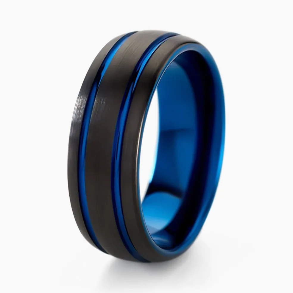 Bague Acier Bleu