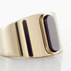 Bague Acier Doré Volcanus Agate