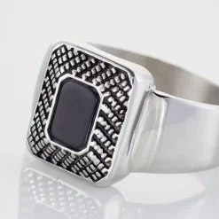 Bague Acier Vieillie Antonny Agate