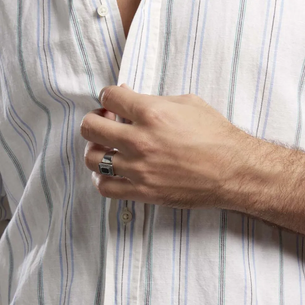 Bague Acier Vieillie Antonny Agate