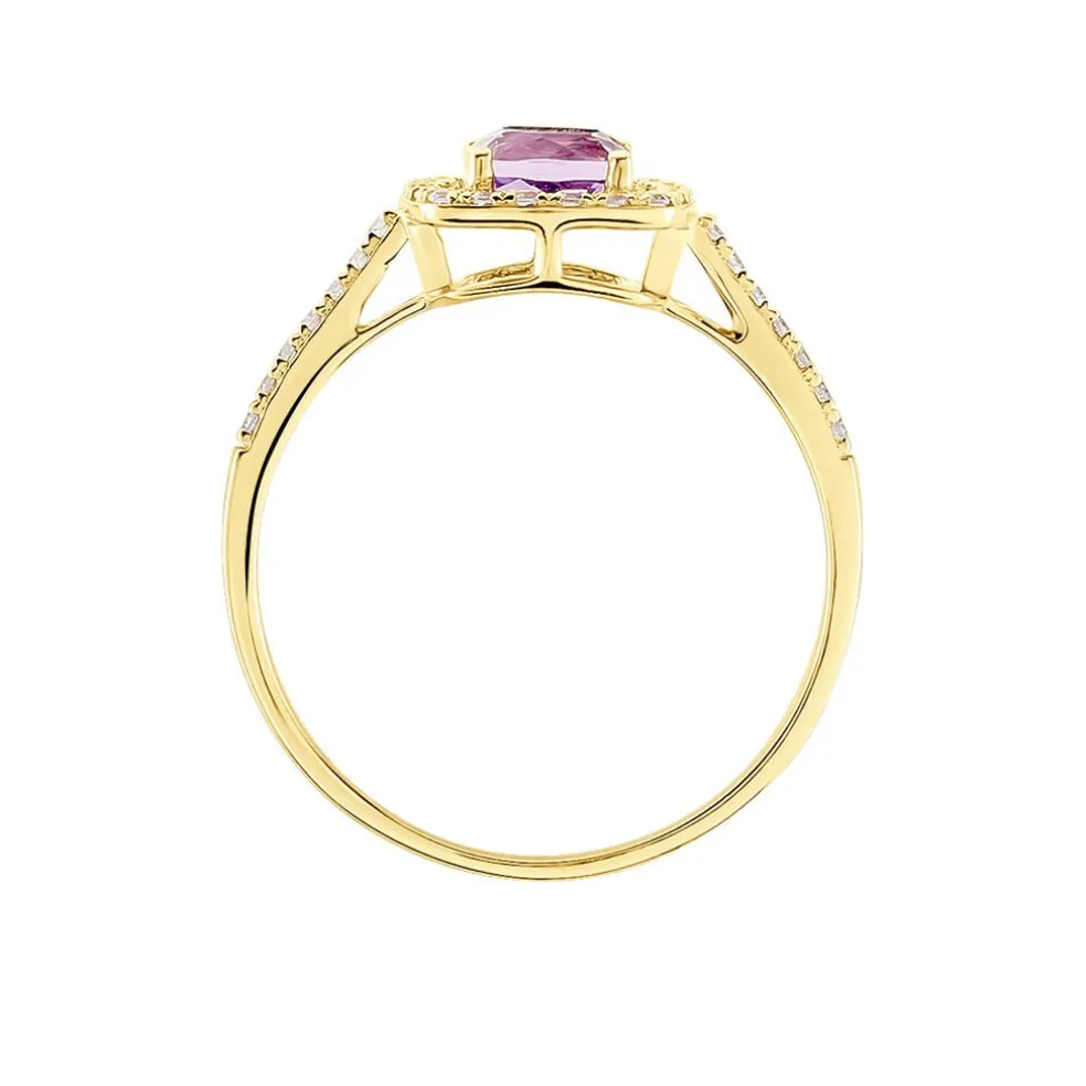 Bague Adrienna Or Jaune Améthyste Oxyde De Zirconium
