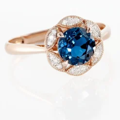 Bague Adryene Or Rose Topaze Et Oxyde De Zirconium