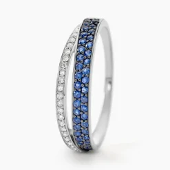 Bague Agapanthe Or Blanc Saphir Et Diamant