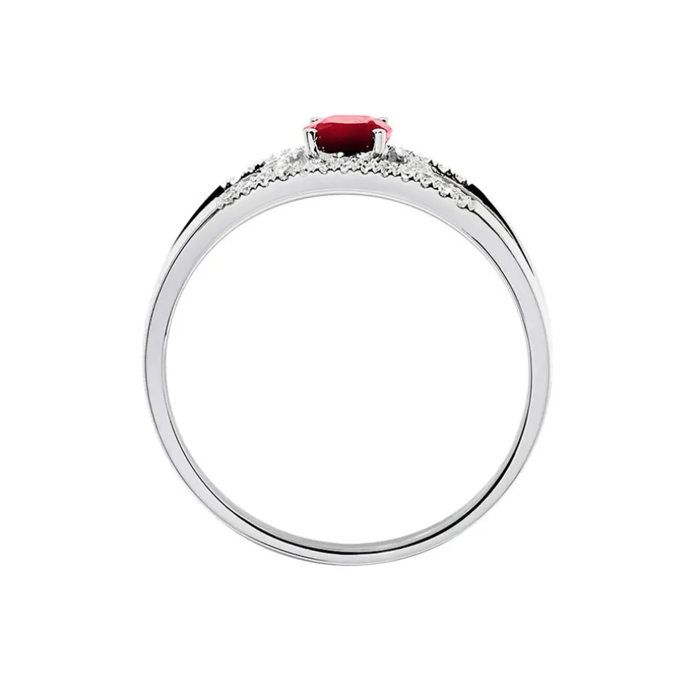 Bague Agathe Or Blanc Rubis Et Diamant