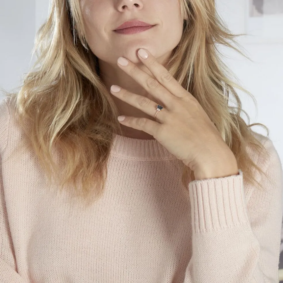 Bague Aimie Or Rose Topaze Et Oxyde De Zirconium