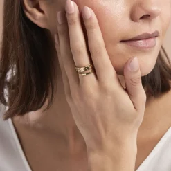 Bague Ajustable Abram Acier Doré