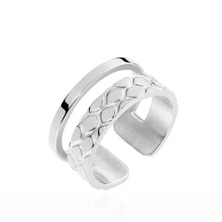 Bague Ajustable Abram Acier Blanc