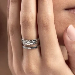 Bague Ajustable Abram Acier Blanc