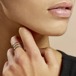 Bague Ajustable Adel Acier Blanc