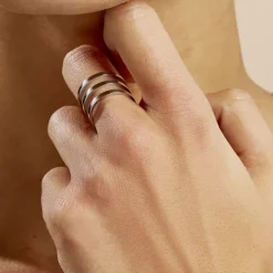 Bague Ajustable Adel Acier Blanc