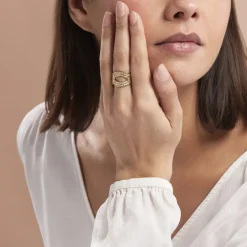 Bague Ajustable Agostino Acier Doré